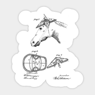 Horse Sun-Bonnet Vintage Patent Hand Drawing Sticker